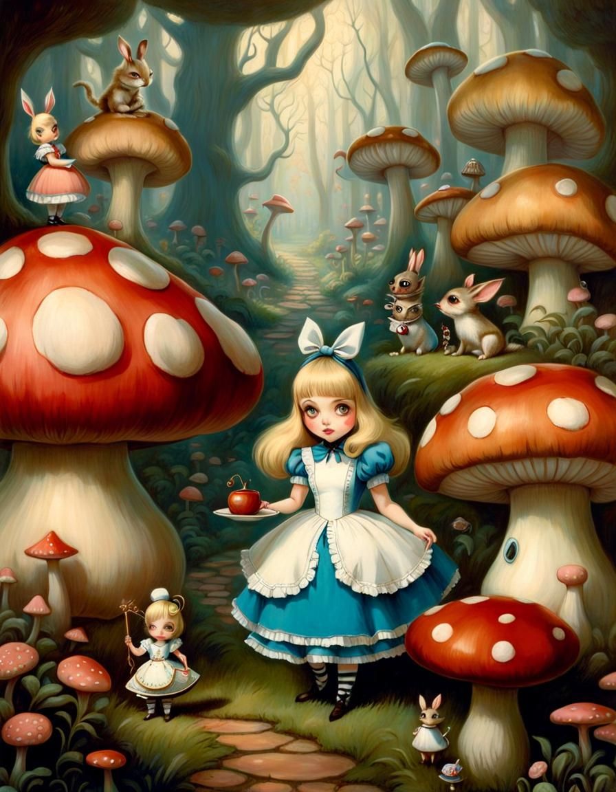 Alice in Wonderland Art in Comic Style