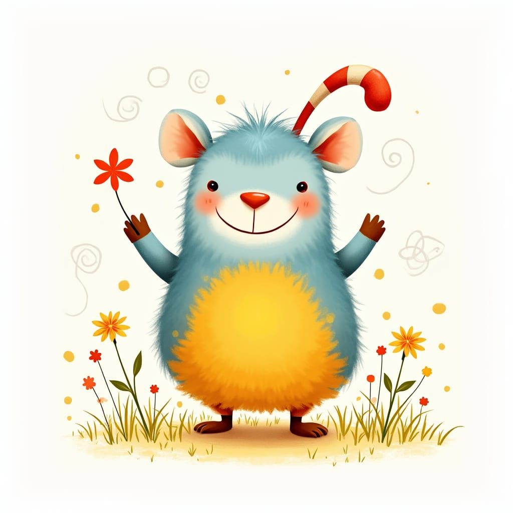 Cheerful Cartoon Character Illustration in Children's Book S...