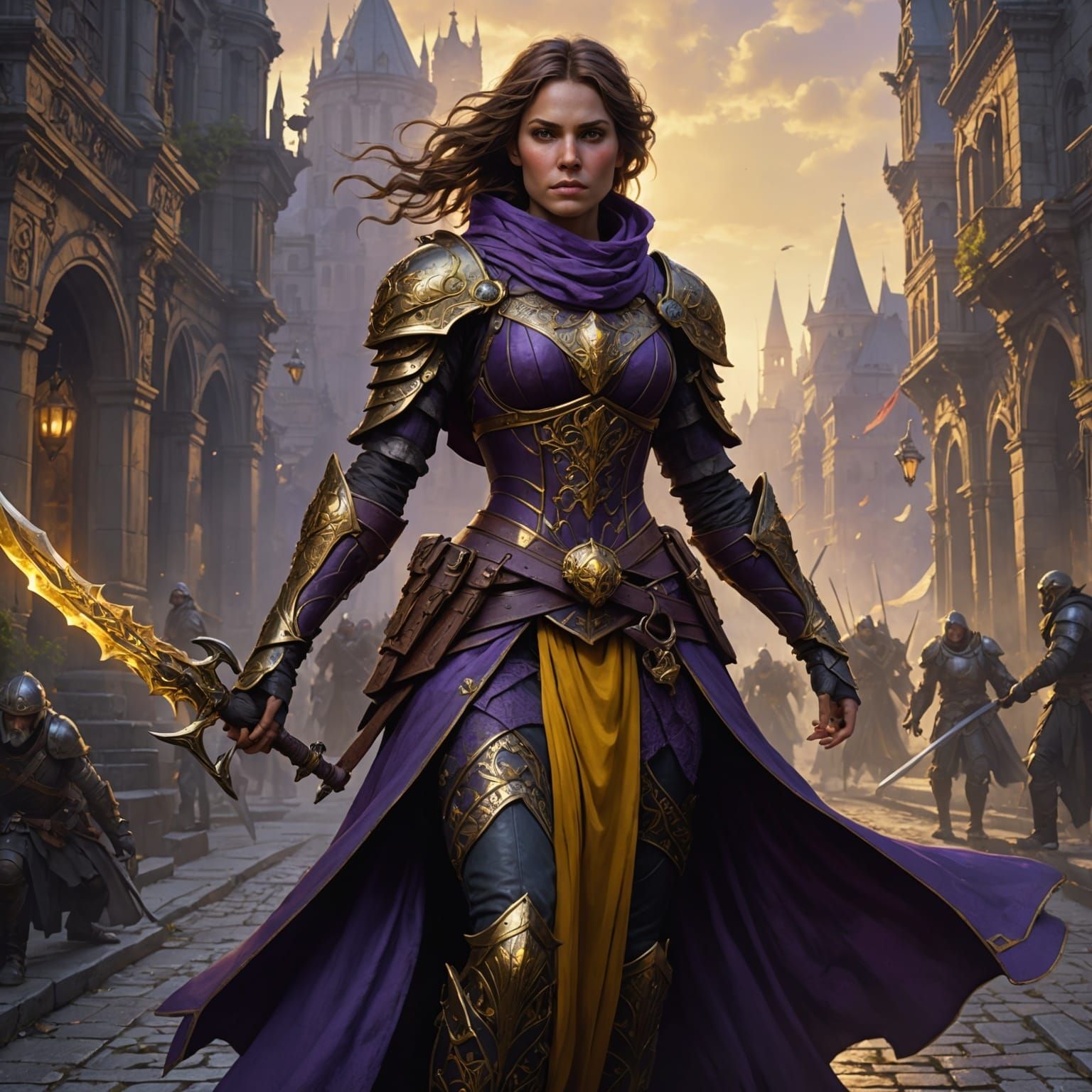 Epic Lady Warrior in Dark Fantasy Style