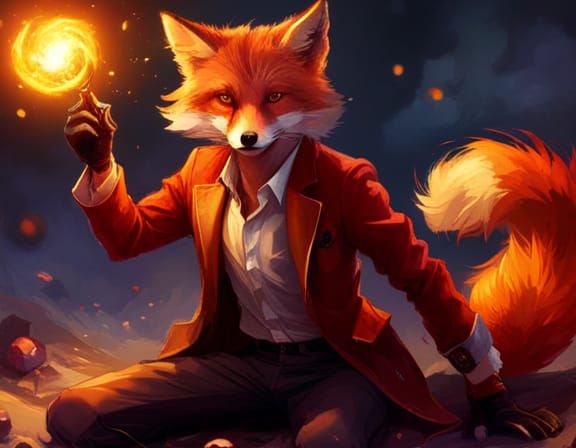 Anthropomorphic Fox Manipulating Fireballs with Superpowers