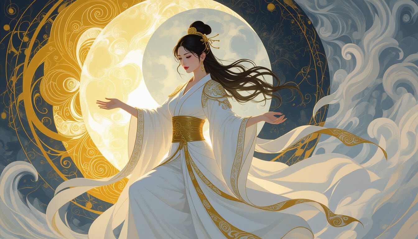 Sun and Moon Harmony in Style of Loish