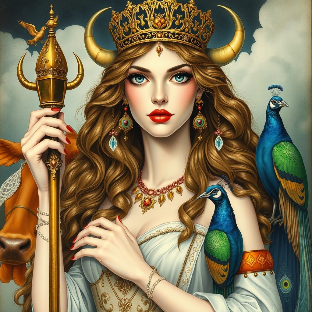 Regal Goddess in Art Nouveau Style