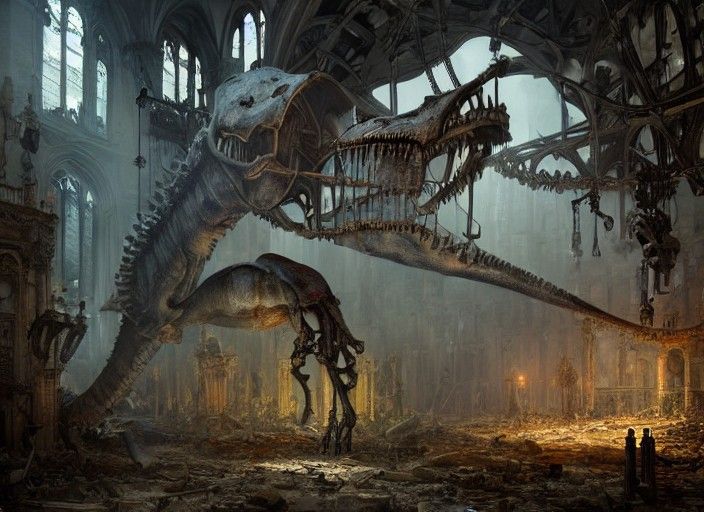 Steampunk Apparatus in Dinosaur Cathedral Ruins