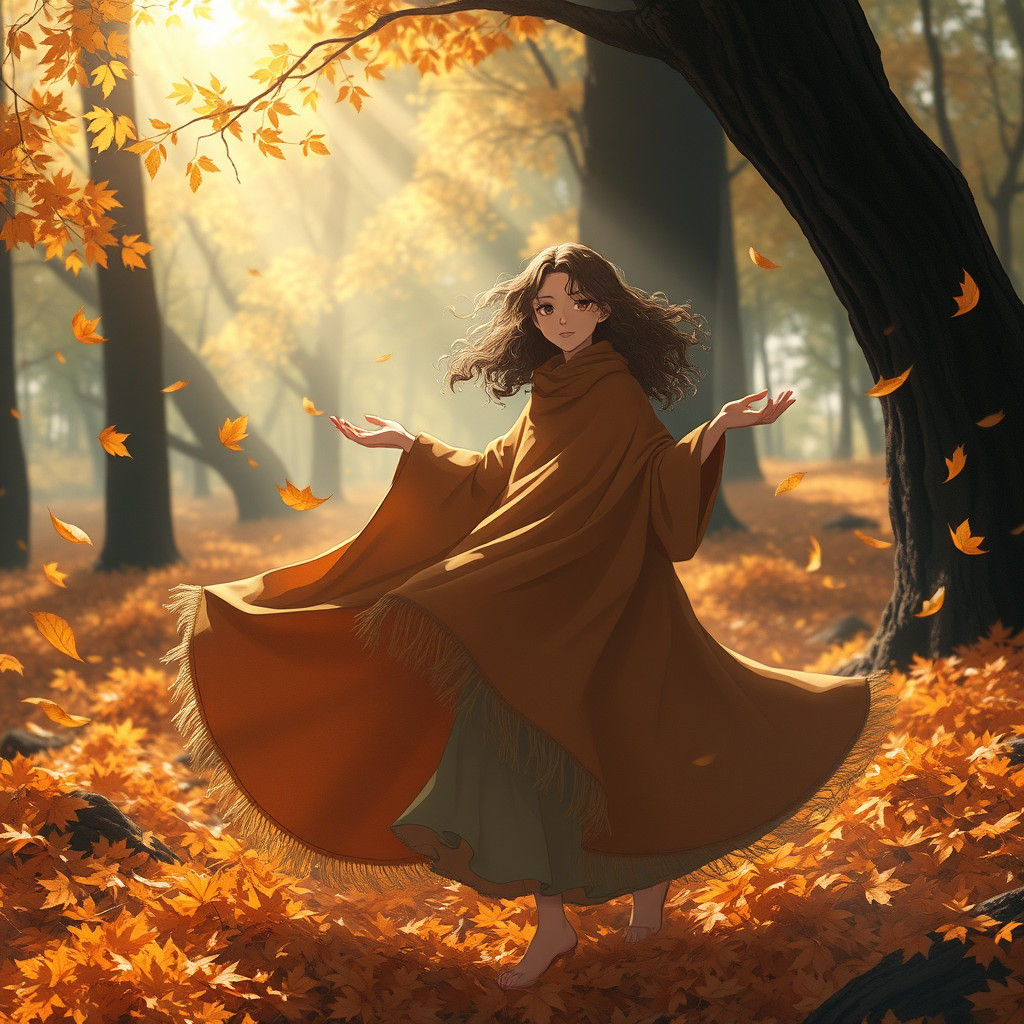 Autumn Goddess in Anime-Inspired Landscape