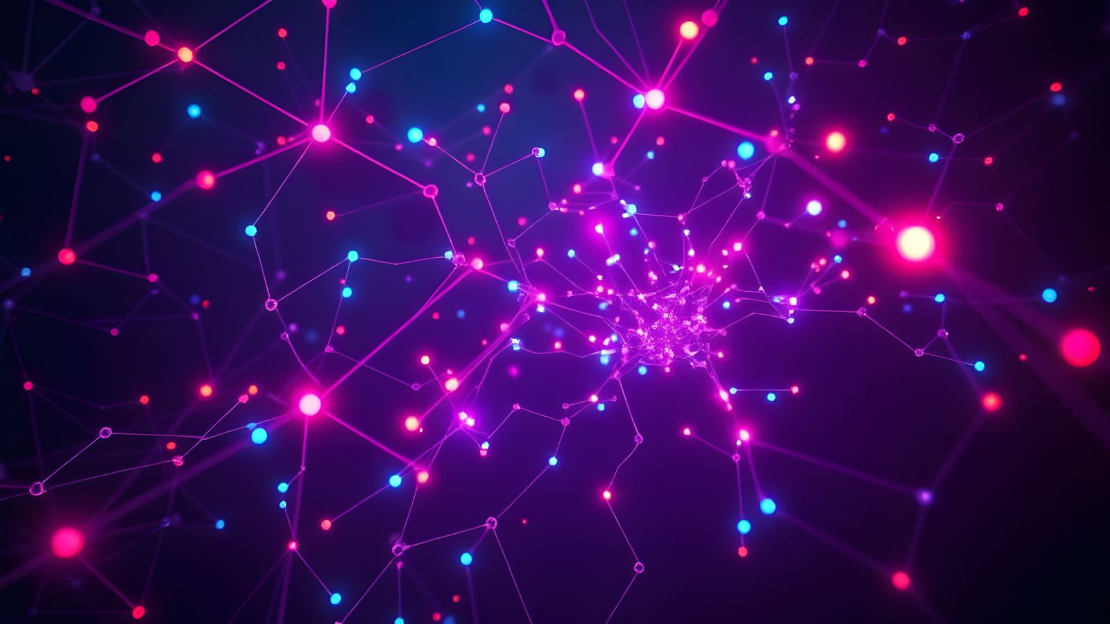 Abstract Data Visualization: Glowing Nodes in Dark Space