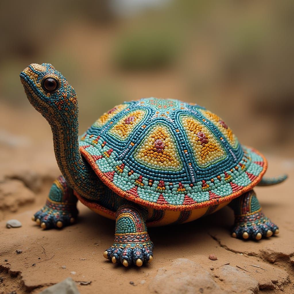 Vibrant Native American Turtle Beadwork Masterpiece