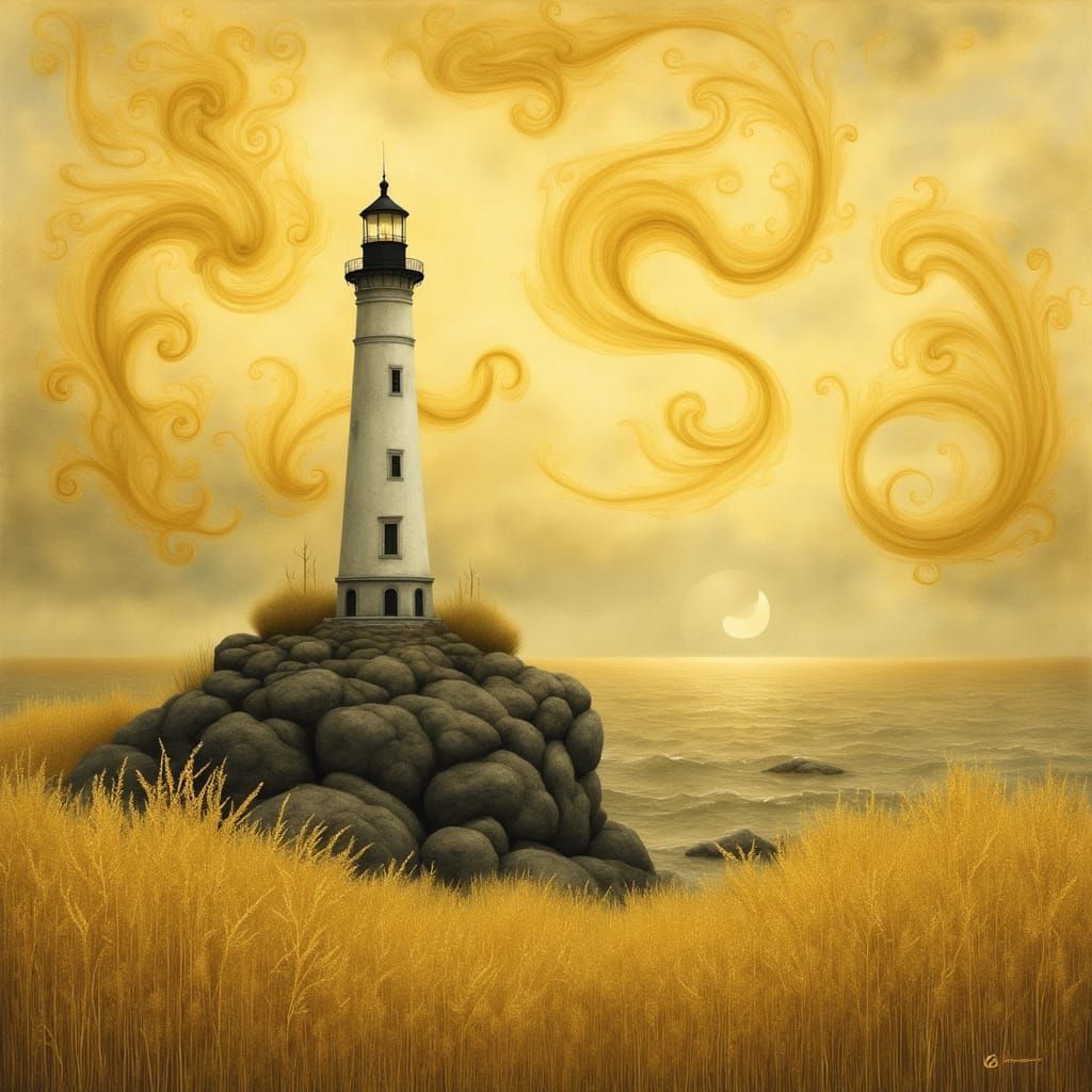 Lighthouse Scene in Pop Surreal Style