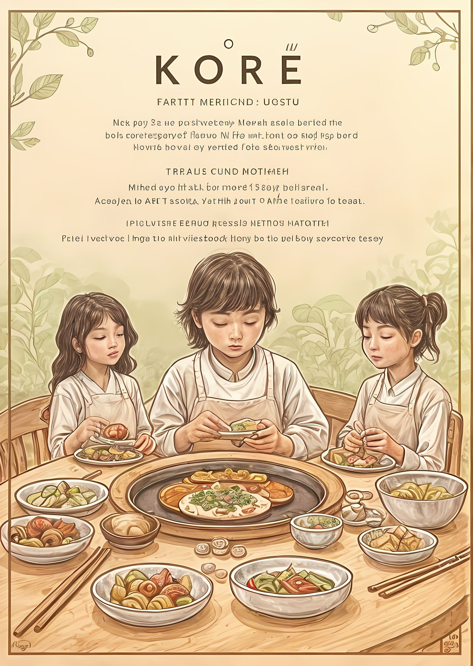 Elegant Korean Menu with Watercolor Illustrations