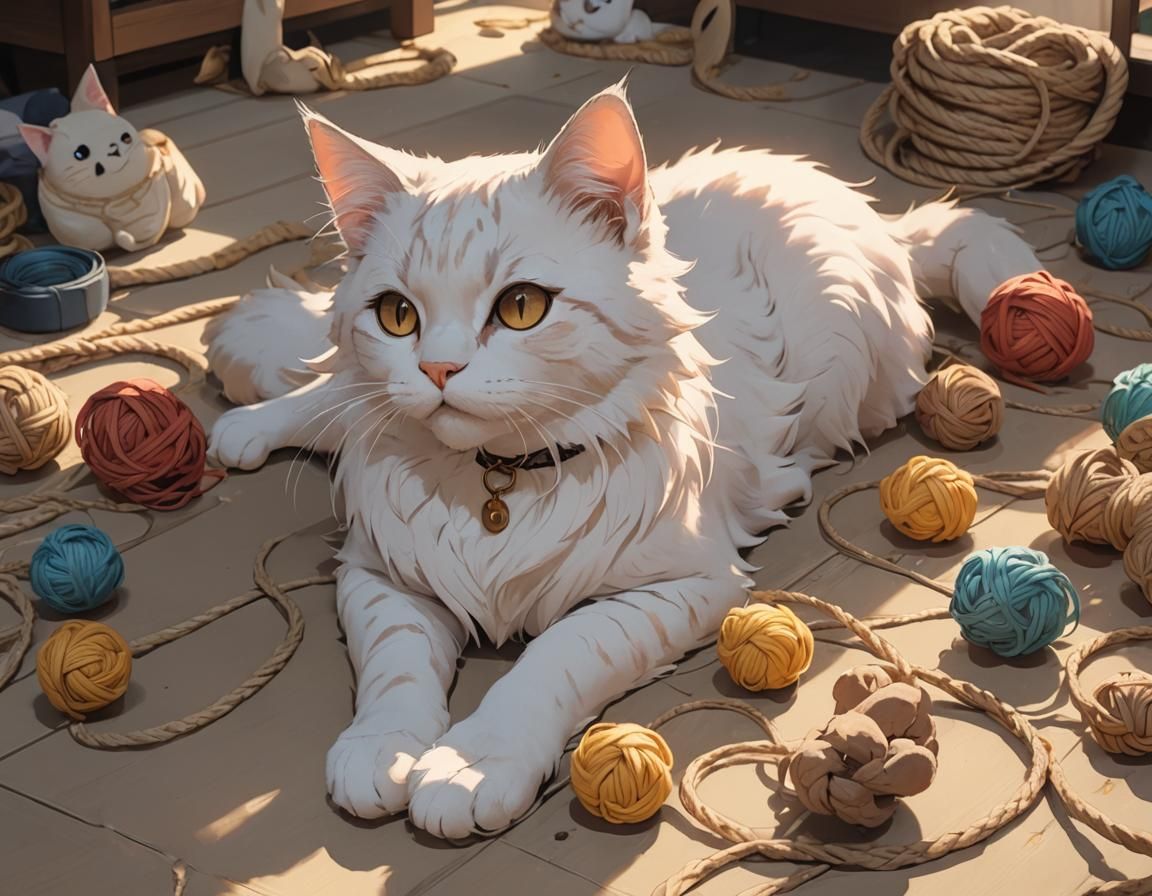 Anime Cat Playing: 3D Art Inspired by Webtoon