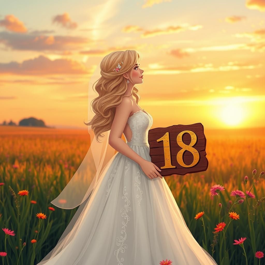 Bride's Sunset Countdown in Whimsical Style