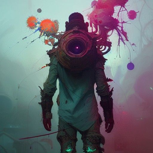 Intricate Aetherpunk Conflict Painting in Vibrant Colors