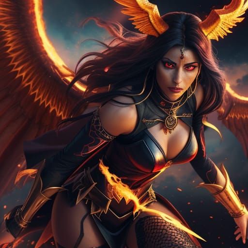 Ishtar vs Demon Lady: Hyper-Realistic Digital Art