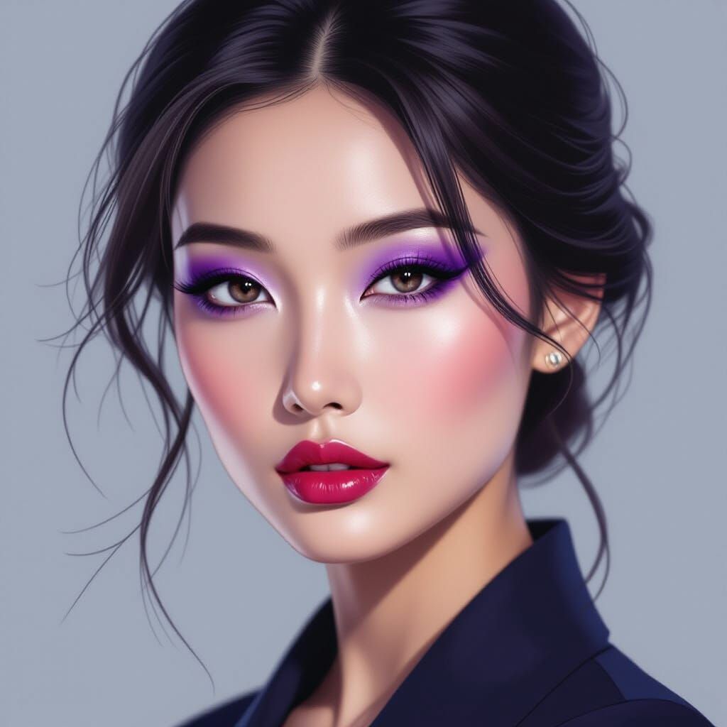 Mysterious Asian Beauty with Porcelain Skin