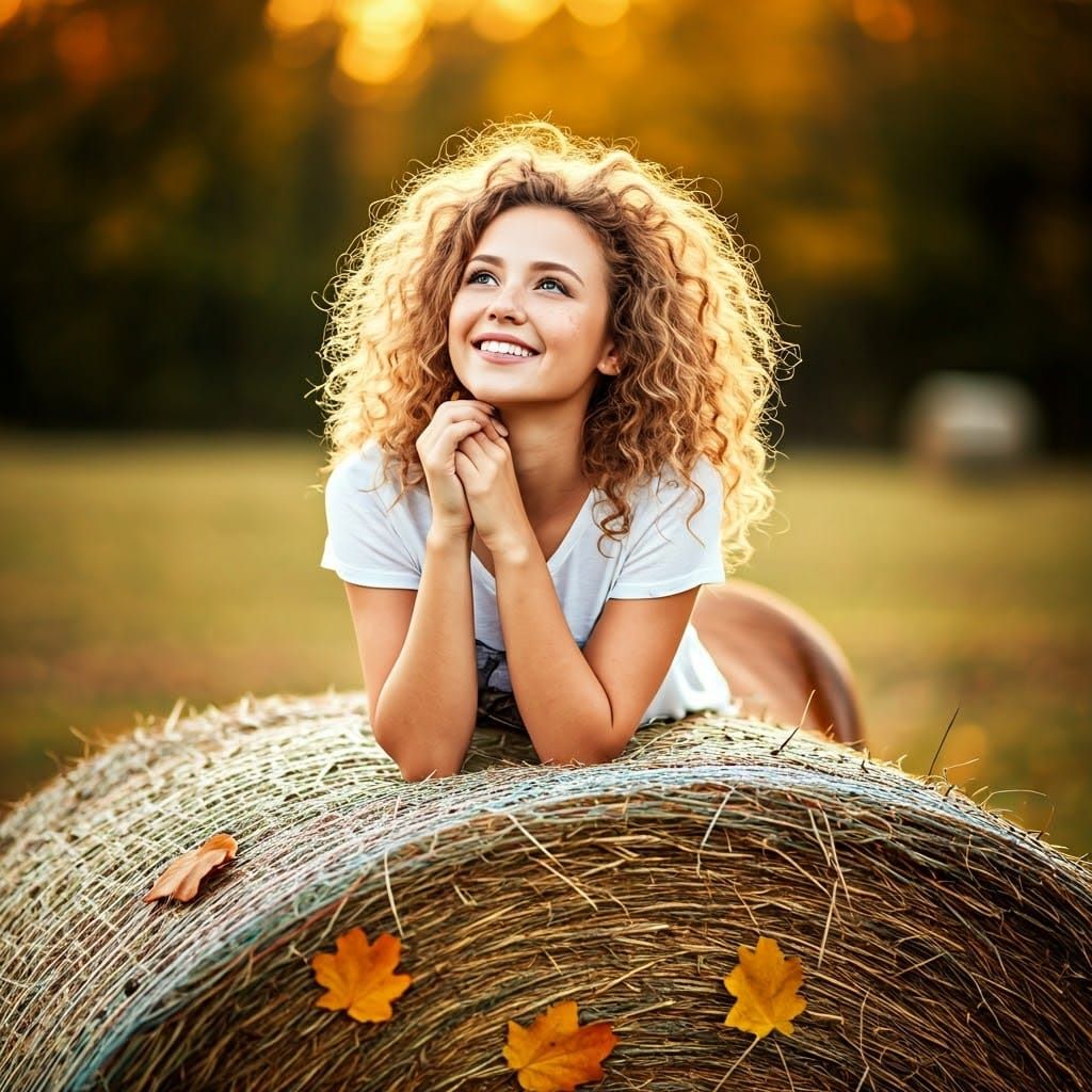 Centaur Girl in Sunlit Field at Sunset