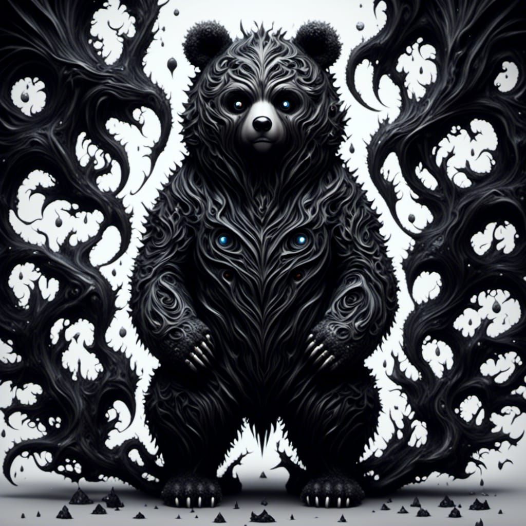 Dark Goth Teddy Bear in Noir Surrealism