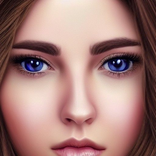 Photorealistic Woman with Wavy Hair in Close-Up