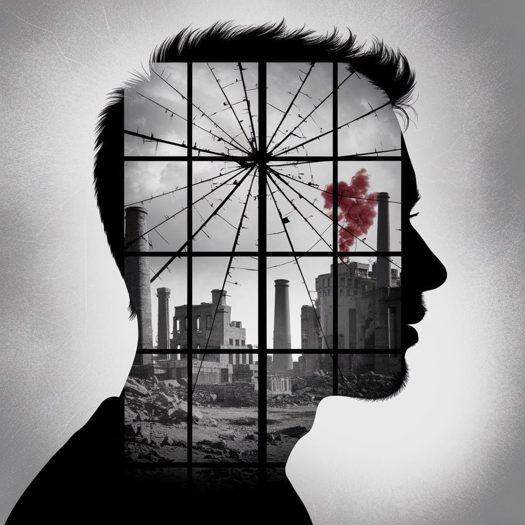 Double Exposure Face Silhouette with Symbolic Scenes