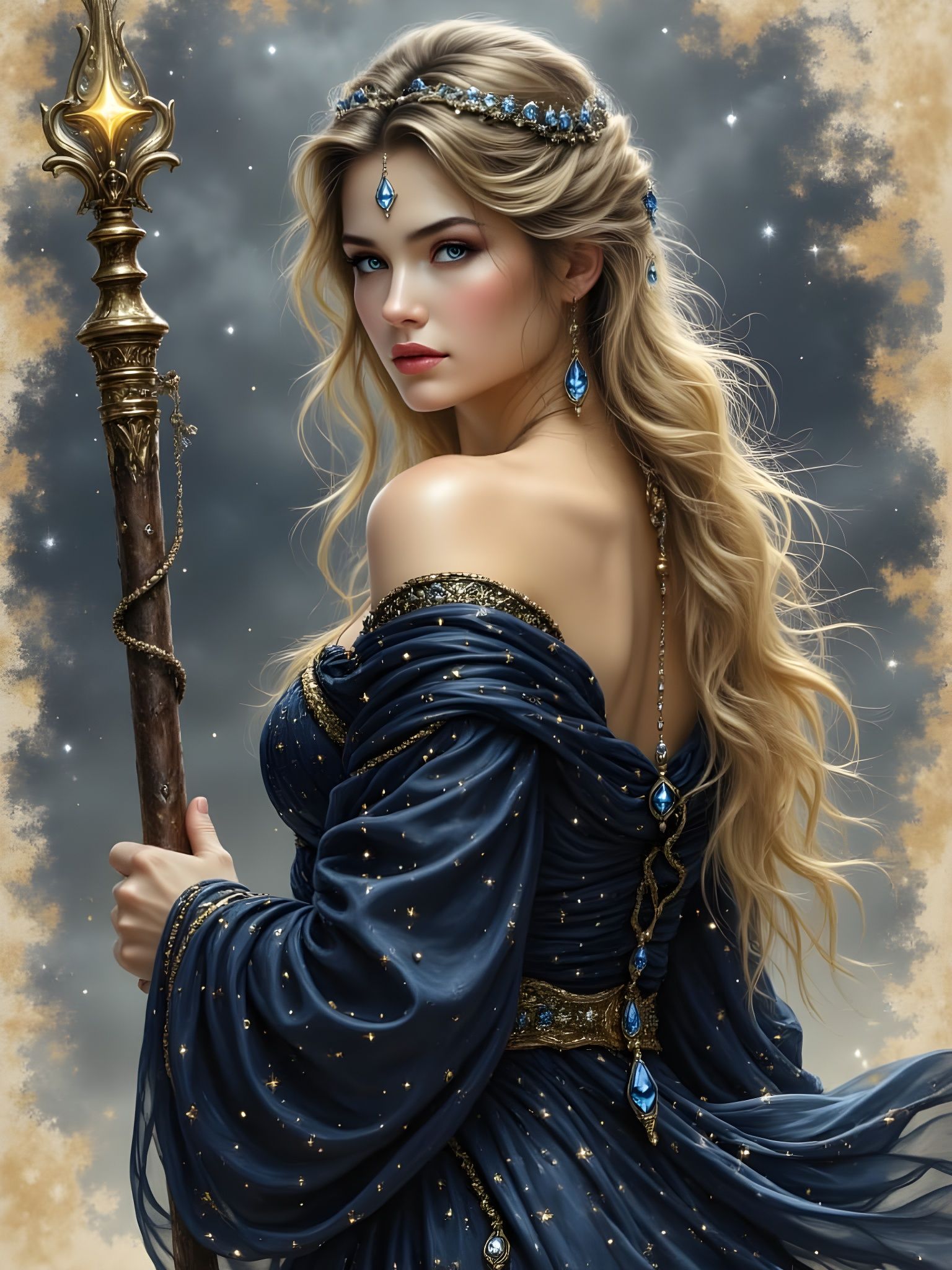 Enigmatic Norse Goddess Gazing Over Her Shoulder