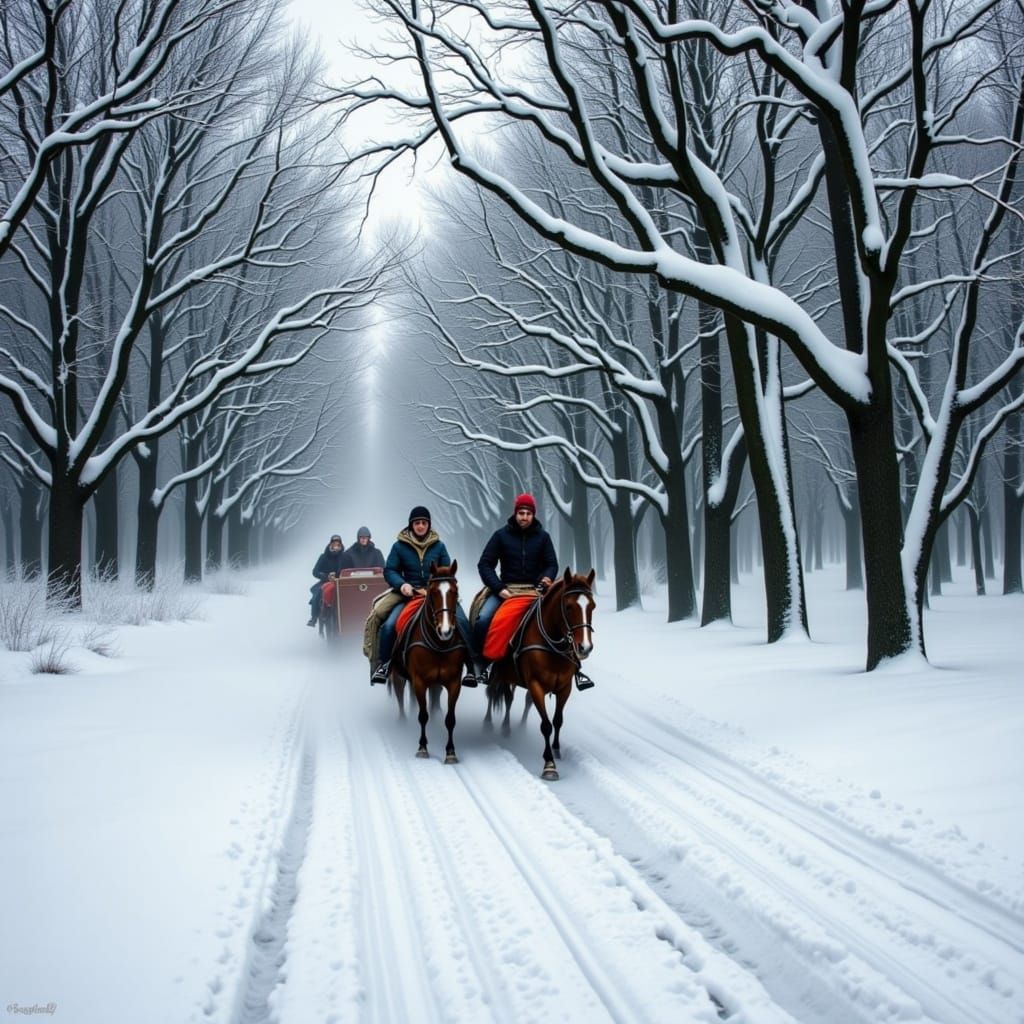 Enchanting Snowy Winter Sleigh Ride