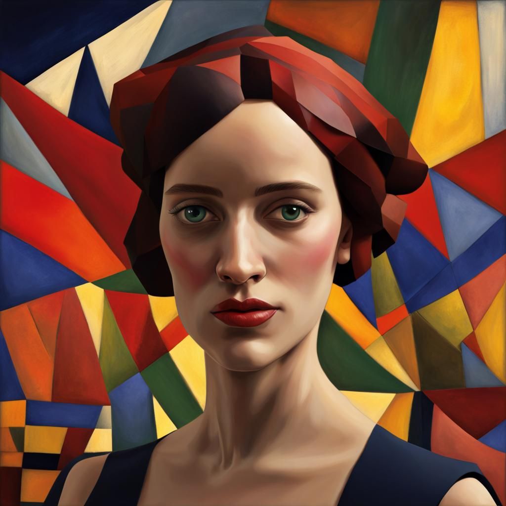 Abstract Woman Portrait in Style of Macke, Klee