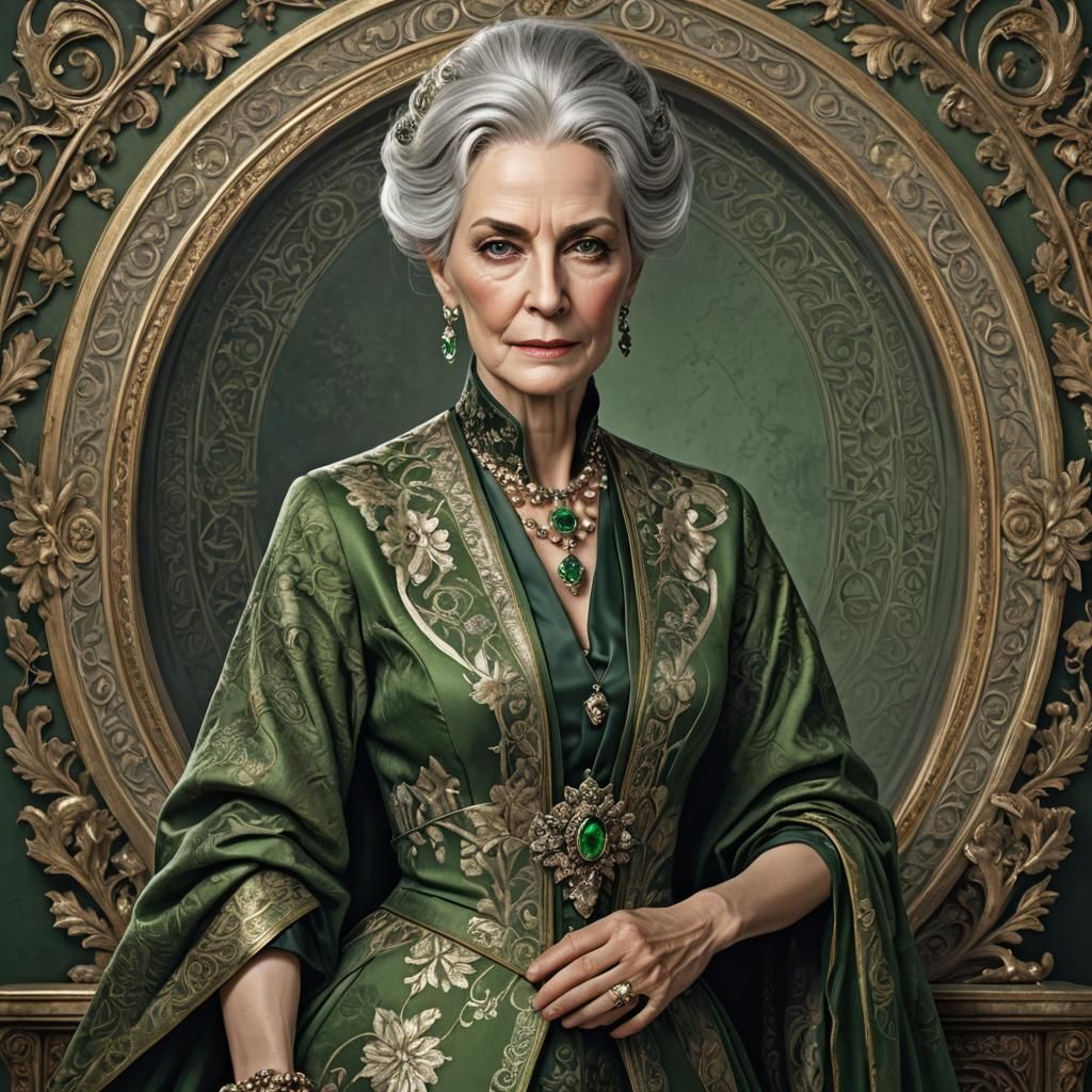 Elegant Elderly Woman in Detailed Matte Painting