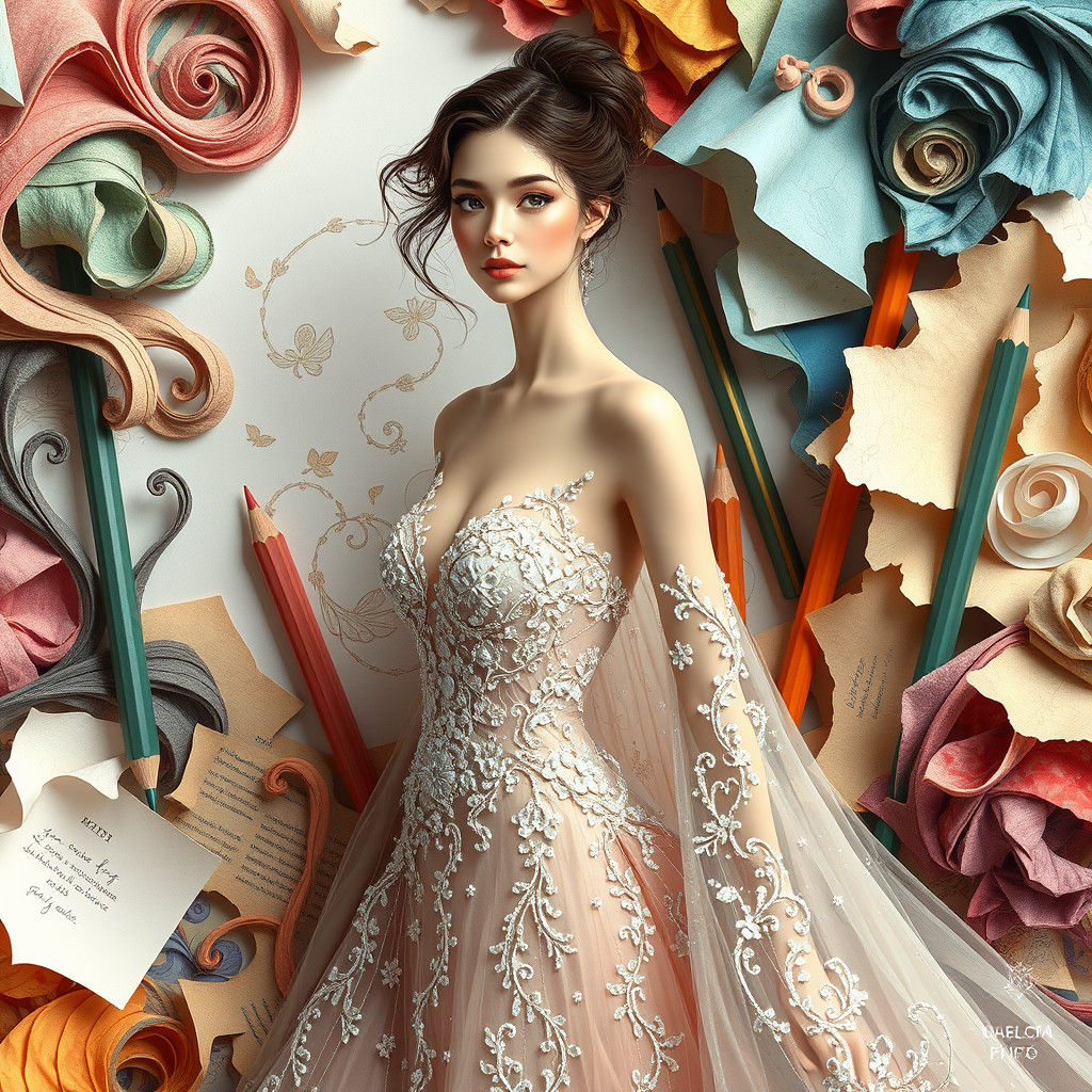 Elegant Woman in Haute Couture Gown