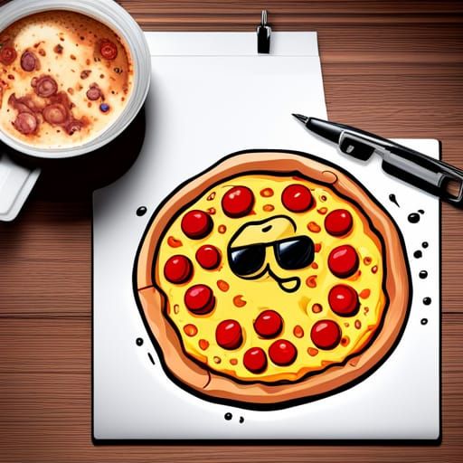Cool Kawaii Pizza Sticker in Graffiti Style