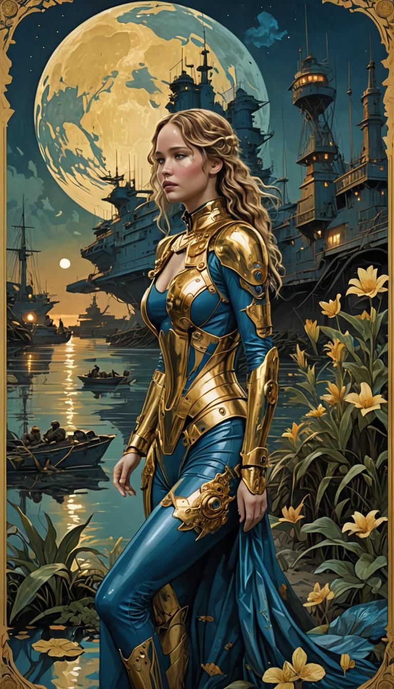 Jennifer Lawrence in Alphonse Mucha Style