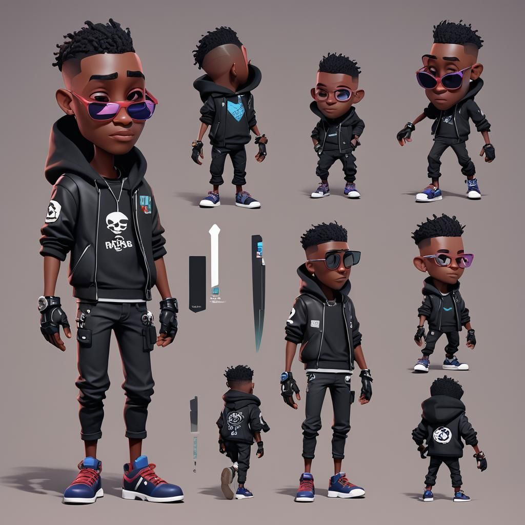 Friday Night Funkin' Hacker Character Sheet in 3D
