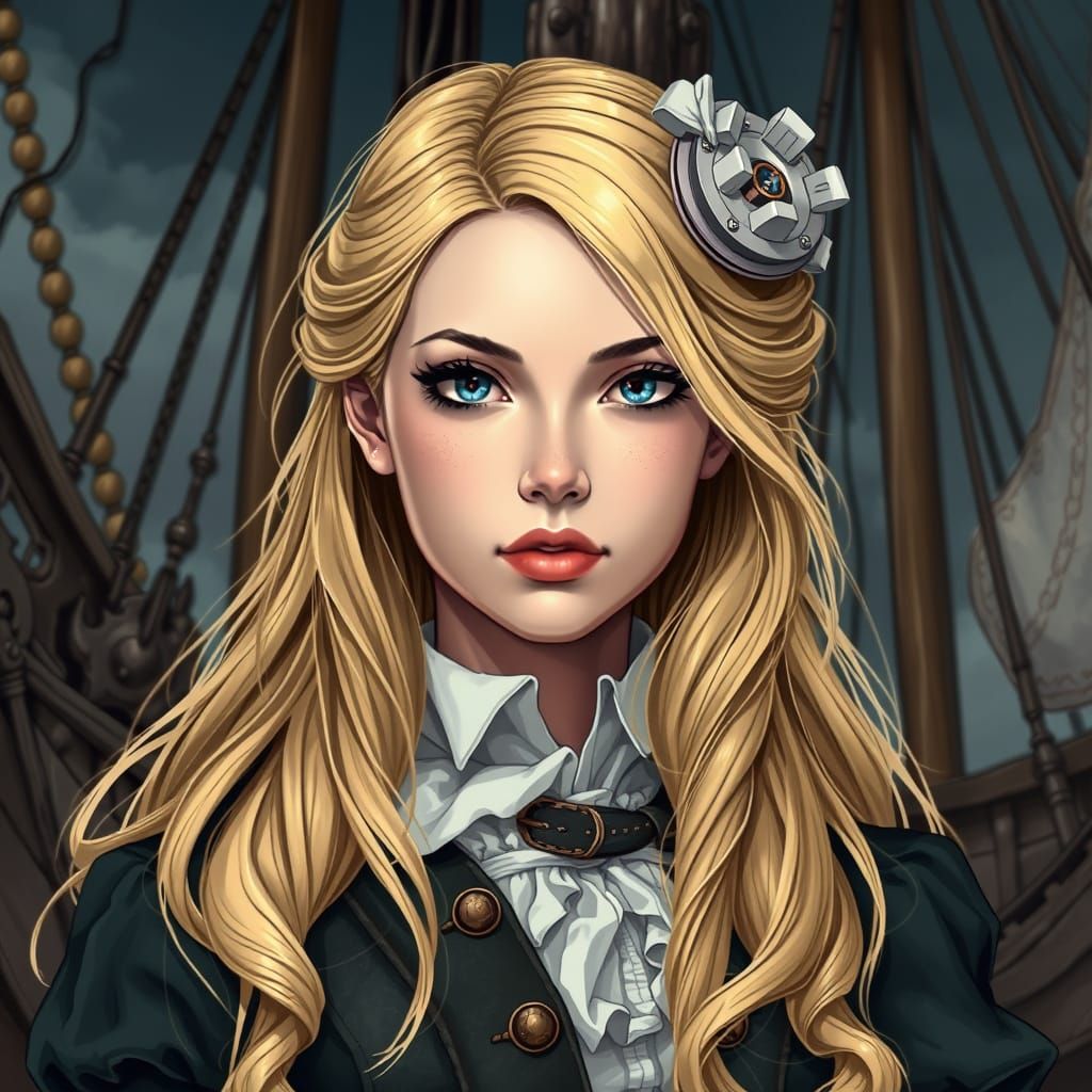 Steampunk Pirate Goddess with Victorian Fantasy Flair