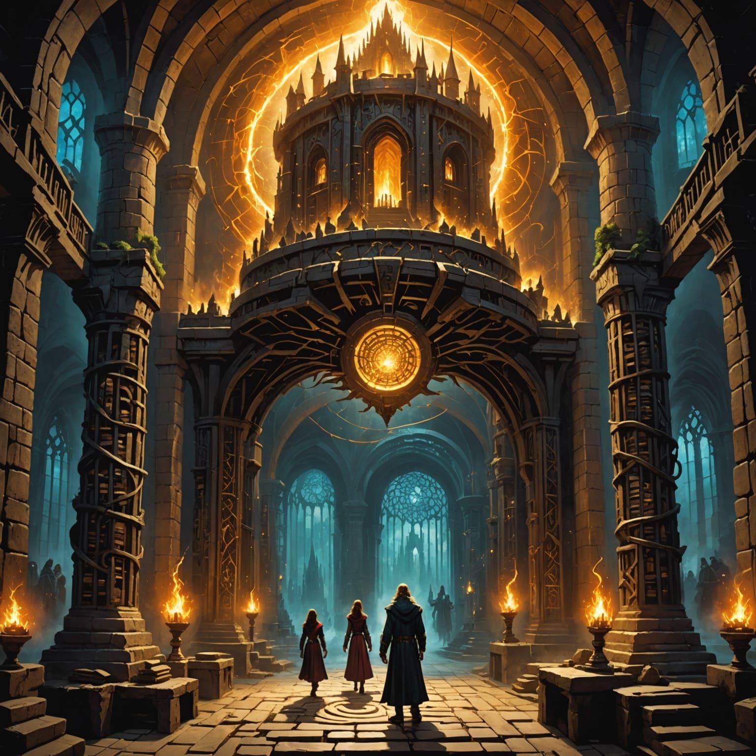 Epic Fantasy Scene: Wizard's Spire Labyrinth