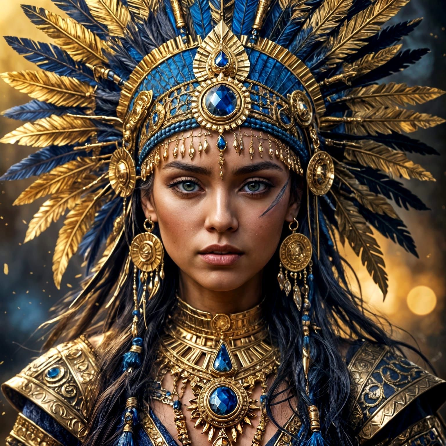 Aztec Goddess Portrait in Hyperrealistic Digital Painting