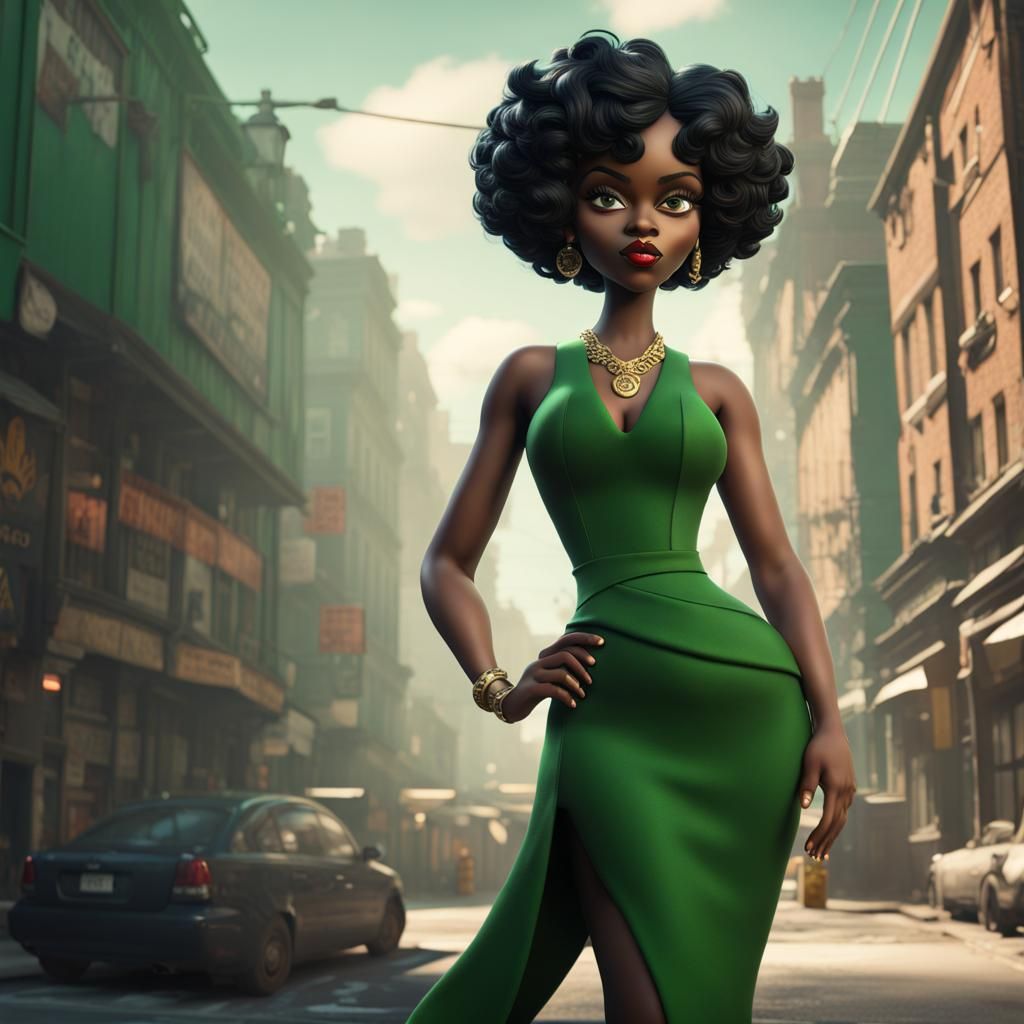 Betty Boop Businesswoman in Detailed Matte Painting