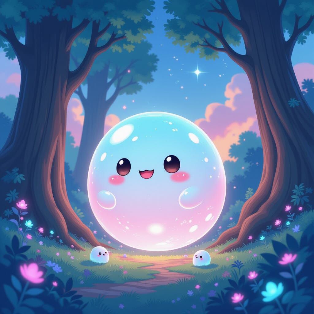 Bioluminescent Slime in Ghibli-Inspired Forest