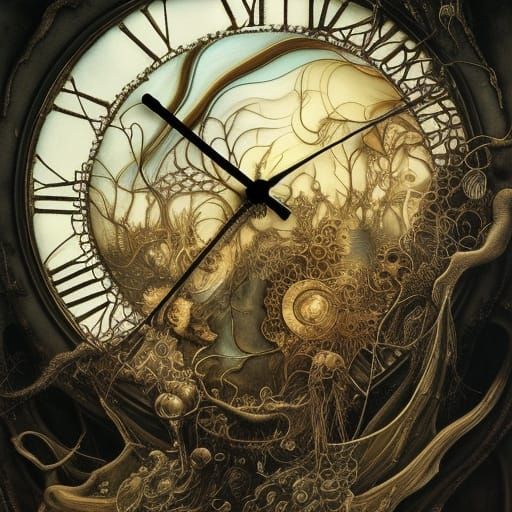 Surreal Clock Inspired by Salvador Dalí, Digital Art