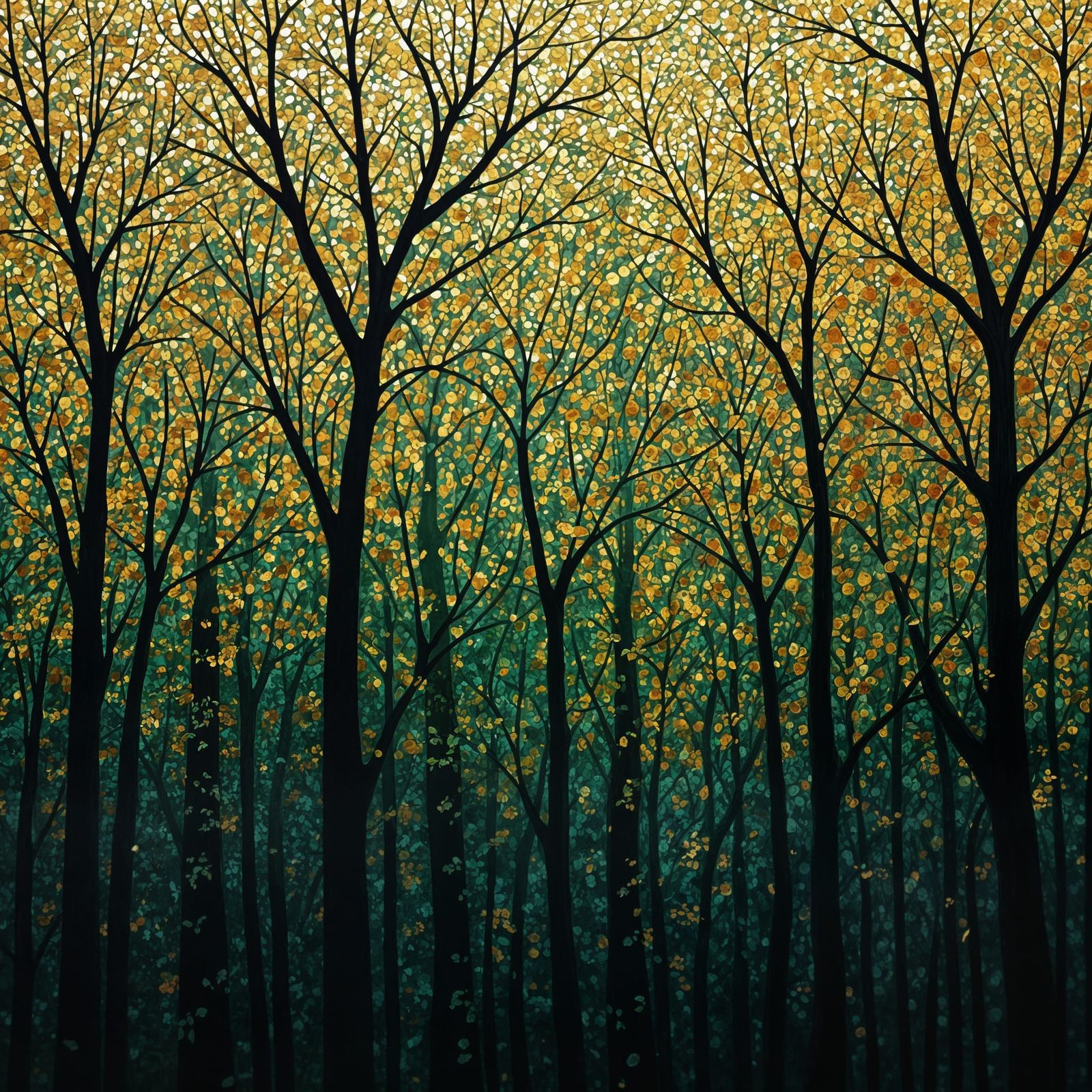 Intricate Gold and Green Autumnal Tree Canopy