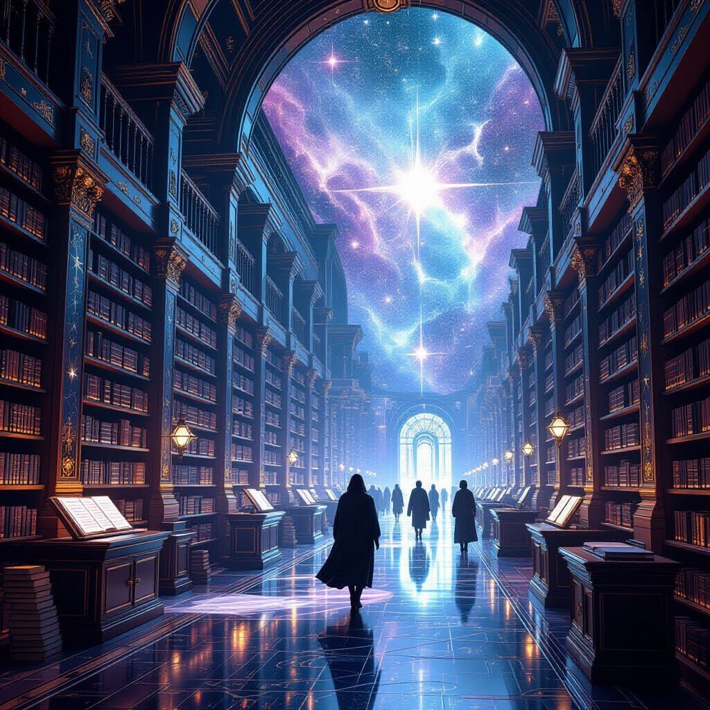 Celestial Library in Renaissance-Art Deco Style