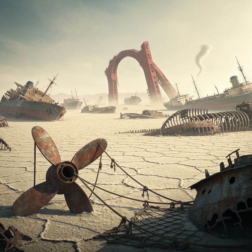 Dry Ocean Ship Graveyard with Citadel Ruins