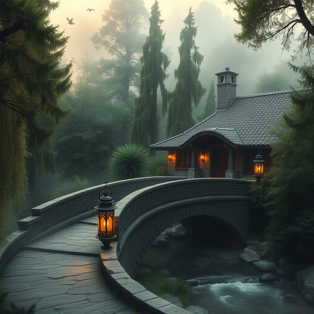 Serenity in the Misty Dawn: A Secluded Estate Amidst Cedar-L...