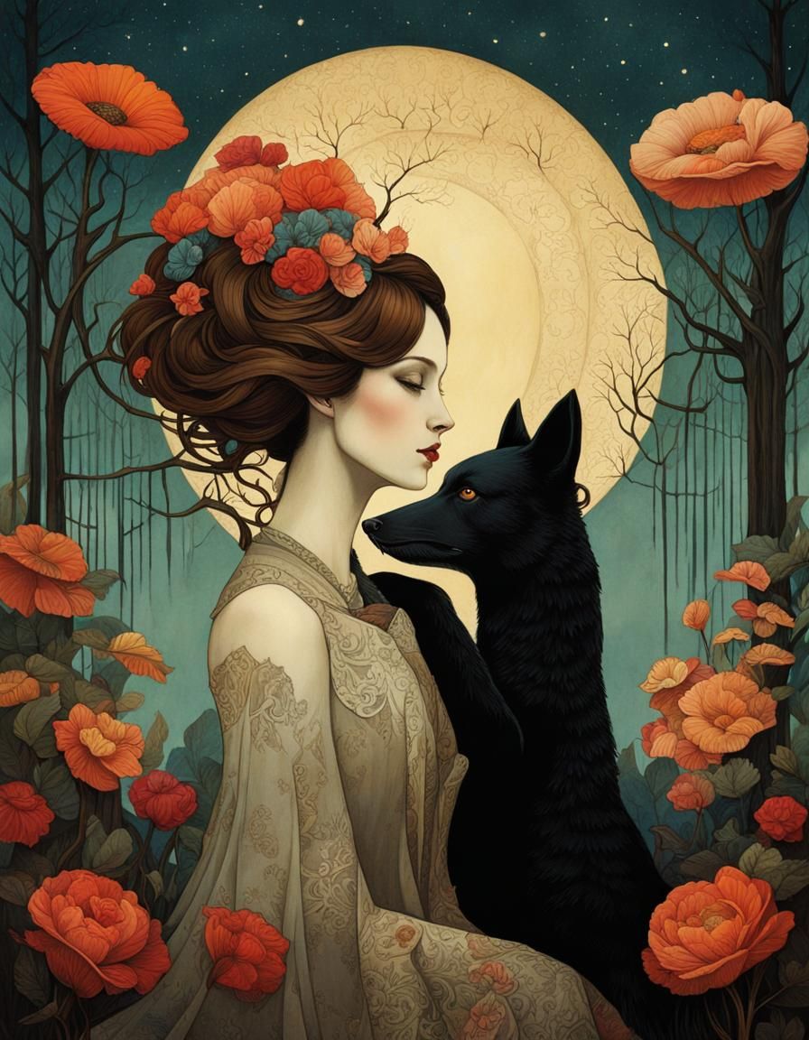 Surreal Portrait in Vintage Romantic Style