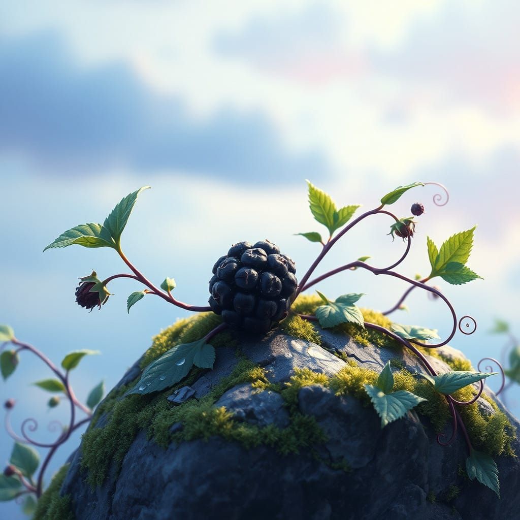 Whimsical Blackberry Watercolor Fantasy Art