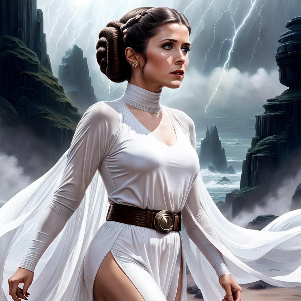 Princess Leia in Windstorm: Epic Cinematic Digital Art