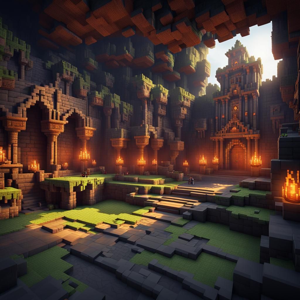 Detailed Minecraft Dungeon Concept Art in 8K