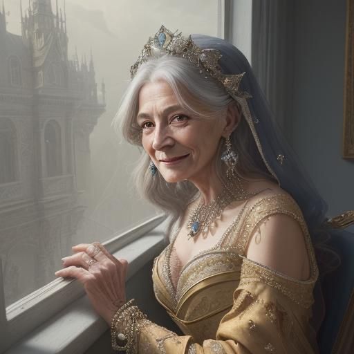 Elegant Woman Smiling in 1700s Portrait