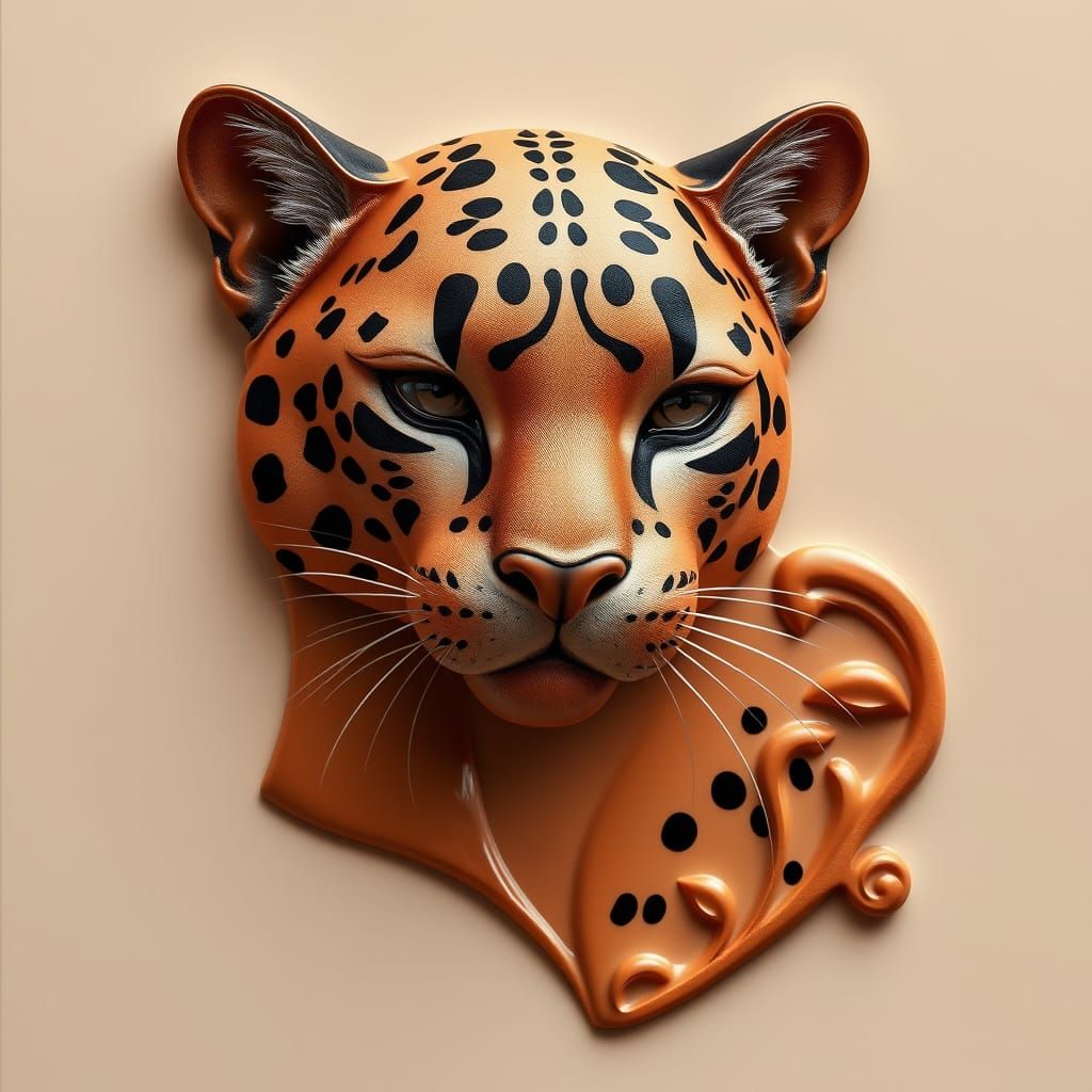 Panther Girl Bas-Relief in Art Deco Style