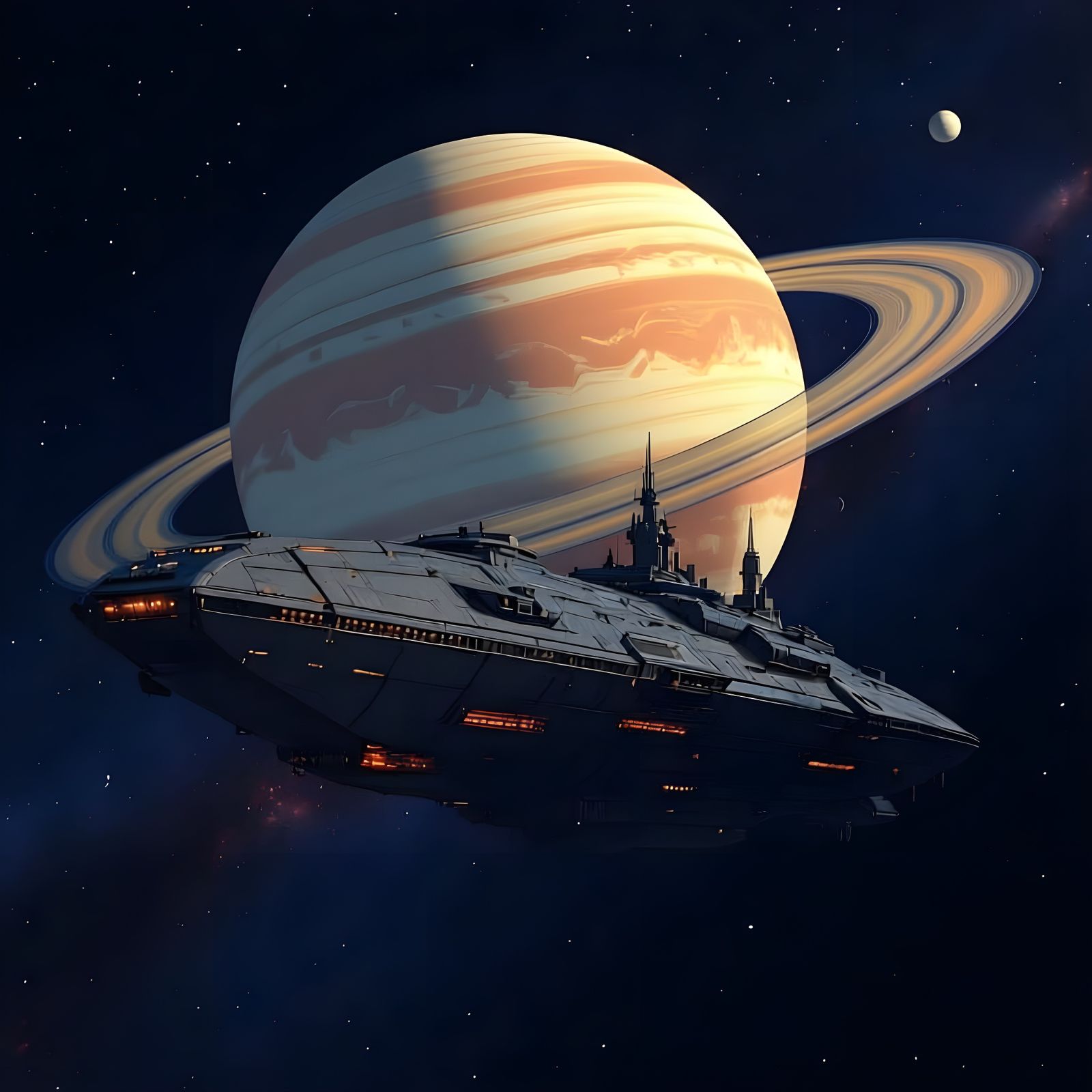 Massive Arc Ship Carries Planet's Remnants Through Space