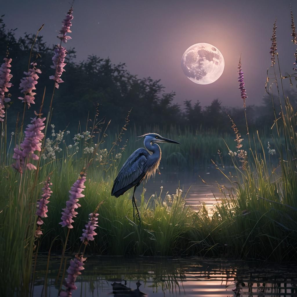Ethereal Heron at Dusk: Wildlife Photography