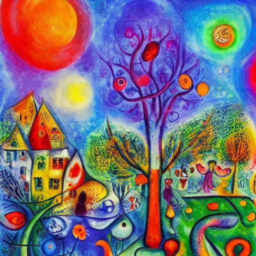 String Tiger Violinist in Surreal Folk Art Style