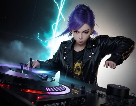 Fierce DJ Spins Electrifying Beats in Digital Art