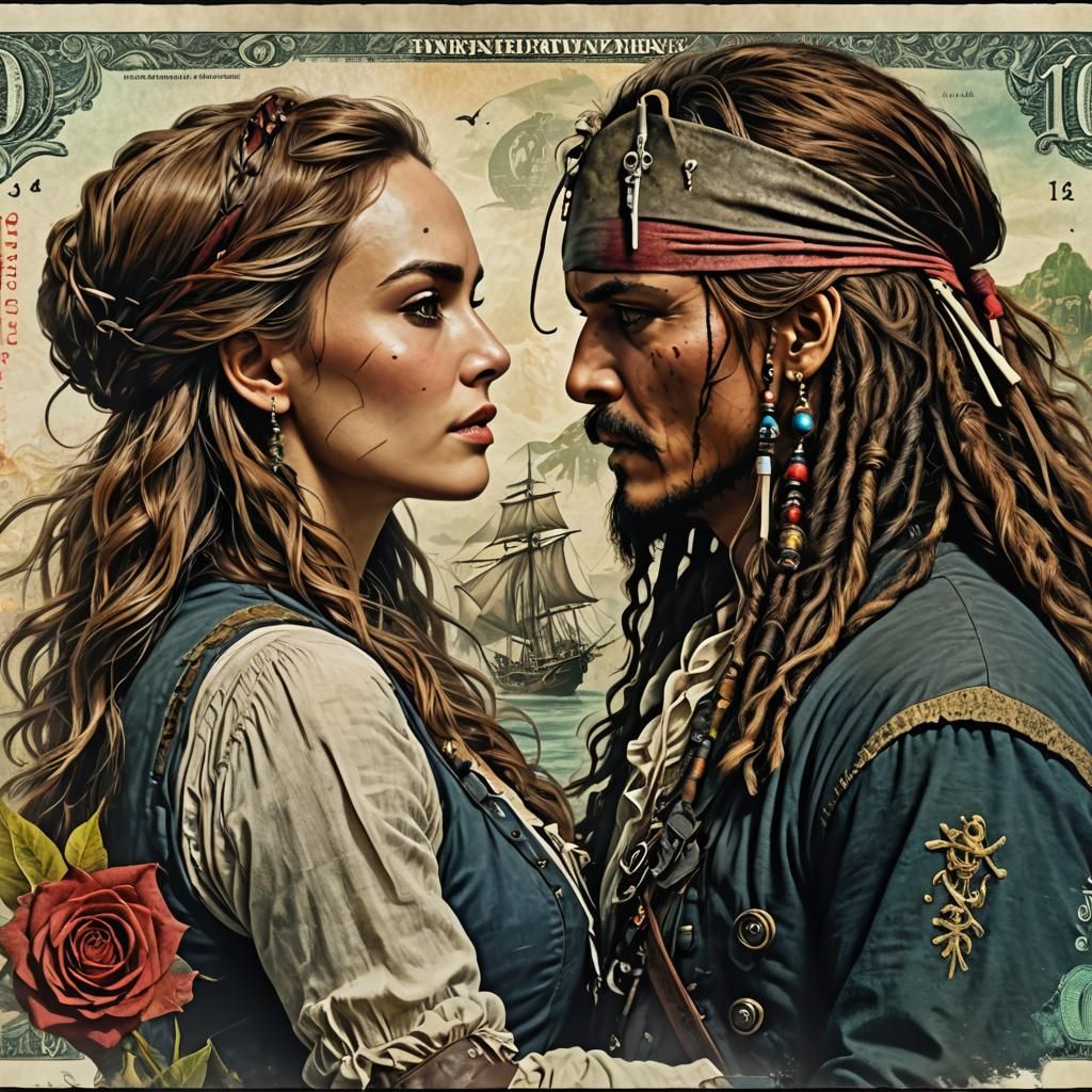 Jack Sparrow and Elizabeth Swann: Movie Poster Art